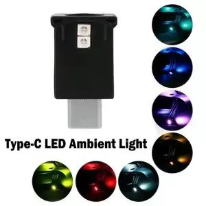 조절 가능한 타입C 실내 무드등 자동차 LED 8가지 RGB 색상 다이내믹 그라데이션 밝기