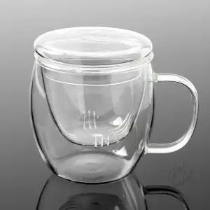대용량 내열유리 티머그 500ml 거름망 뚜껑 포함 잎차 우리기 티컵 유리거름망 필터티컵 잎차우리기