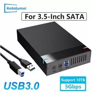 3.5인치 HDD 케이스 USB 3.0SATA 외장형 하드 드라이브 리더 지원 10TB 인클로저 PC Lapop용 고속 어댑터
