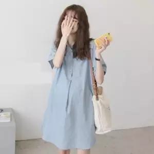여름 반팔 셔츠 루즈핏 원피스 임산부원피스 임부복 빅사이즈