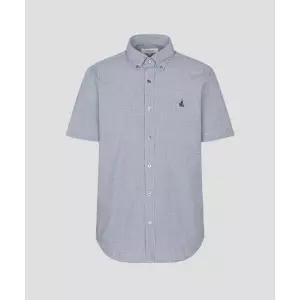 매장정품 빈폴 BEANPOLE MEN 시어서커 마이크로 깅엄 반소매 셔츠 - 네이비 BC6465C42R 282159