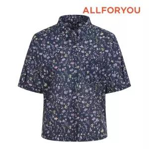 [올포유] 여성 플라워 프린트 카라 반팔 블라우스 ALBLN4431-915