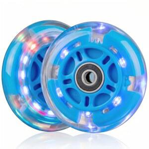 AOWESM 80MM 라이트 업 스쿠터 휠 - (2팩)용 플래시 교체 인라인 푸시 스쿠터, 러기지 스케이트, 등 킥 킥보드, 뒷바퀴 마이크로