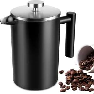 HETEFU 34 OZ 대형 프렌치 프레스 프리미엄 스테인리스 견고 단열 커피 메이커 4-8컵 가정용 주방 캠 루즈