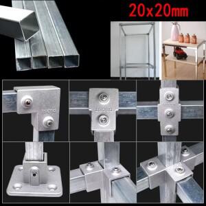 20X20mm 사각 파이프 커넥터 버클 엘보 플러그 고정 플랜지 시트 스틸 피팅 조인트