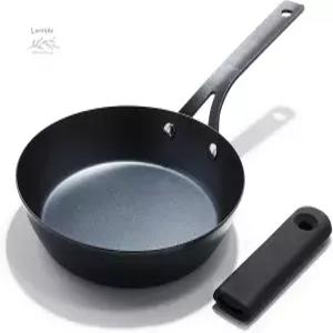 OXO 옵시디언 프리시즌드 카본 스틸 탈착식 실리콘 손잡이 홀더가 있는 8인치 프라이팬 인덕션 오븐 안전