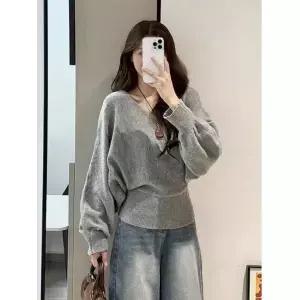 여성용 V넥 긴팔 루즈핏 니트 슬리밍 디자인 가을 겨울 캐주얼 스타일 탑 패션 센세이션 바디콘 스웨터