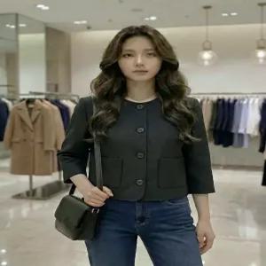 [백화점 정품] 숲 노카라 칠부소매 크롭자켓 SC4JKM1C