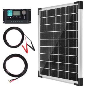 TBER 태양광 패널 키트 20W 12V 10A 충전 컨트롤러가 있는 배터리 충전기 및 기타 오프 그리드 시스템용 클립 O링 단자가 연장 케이블