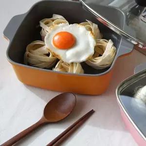 세라믹 코팅 파스텔 사각 전골냄비 2size 냄비 직화냄비