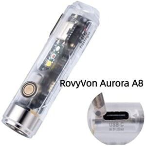 RovyVon A8 손전등 충전식 라이트 사이드 365nm 레드 화이트