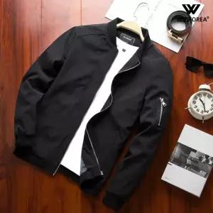 위즈아이 배색 소매 지퍼 블루종 점퍼 집업 자켓 WI100J