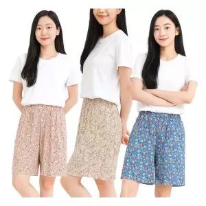 2종세트 플라워 플리츠 반바지 주름팬츠 할머니바지 고무줄 몸빼