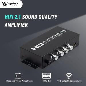 Wiistar 2.1 채널 하이파이 앰프 80Wx2+80W 출력 HDMI RCA AUX 블루투스 베이스 트레블 컨트롤 차량용  오