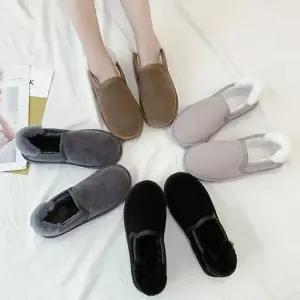 털안감 겨울 여자 스웨이드 기모 단화 슬립온 부츠 푹신한 겨울 겨울신발 커플템