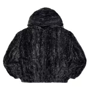 FAUX FUR ZIPUP HOODIE BLACK
