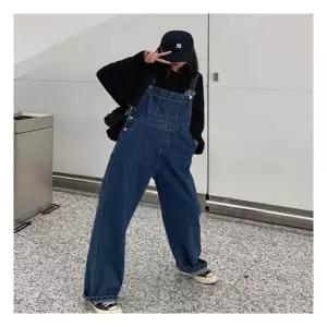 기타브랜드 오버롤 청 여성 멜빵바지 와이드핏 점프수트 데님