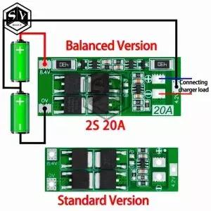 18650 배터리 보호 보드 BMS DIY용 표준 밸런스 2S 20A 7.4V 8.4V