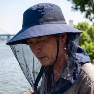 UPF50+ 방충망모자 벌초 낚시 캠핑 네이비