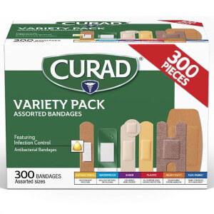 CURAD 모듬 붕대 버라이어티 전단, 방수, 헤비 팩, 플라스틱, 카운트, , 300