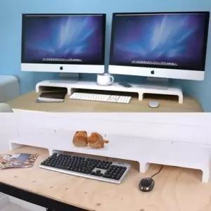 듀얼 컴퓨터 모니터 받침대 PC 와이드 대형 선반 1단 듀얼모니터다이 (W4949E6)