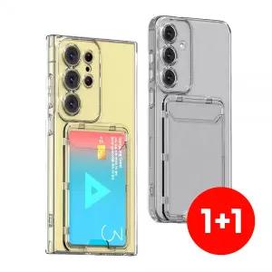 1+1 카드 안닿는 카메라보호 풀커버 갤럭시 A37 투명 카드 수납 포켓 클리어 폰케이스 A376