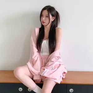 [옷자락]여자 간절기 루즈핏 후드 집업 밴딩 반바지 데일리 트레이닝 세트_P427966299