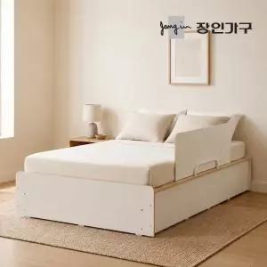 장인가구 엘리베어 리프트업 무헤드 빅수납 침대 프레임 SS (높이 400)+안전가드