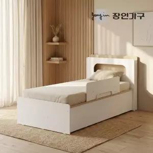 장인가구 엘리베어 리프트업 LED헤드 빅수납 침대 프레임 SS (높이 400)+안전가드