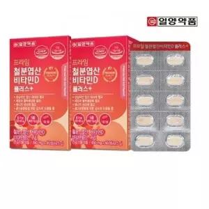 [일양약품] 일양약품 프라임 철분엽산비타민D 플러스 550mgx90정1+1 총2개 총180정 가족건강 학교 선물
