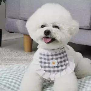 [펫] 강아지 패션 턱받이 애견 사이즈조절 체크 케이프 1P