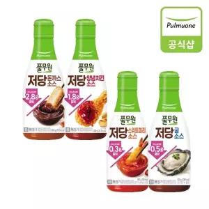 [풀무원] 저당돈까스소스(285g)+저당양념치킨소스(280g)+저당스위트칠리소스(280g)+저당굴소스(300g)