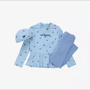 뉴발란스키즈(NB Kids) NBgC Cherry Blossom플레어 래쉬가드 레깅스 셋업 NK9RG3772G(51)Light Blue