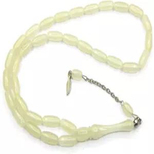 펄린 무슬림 기도 비즈 33 어둠 속에서 빛나는 타스비 이슬람 미스바하 수바 디크르 15 x 6 mm 타원형 흰색