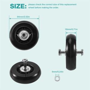 #100V 2세트 64X18mm 수하물 가방/인라인 야외 스케이트 교체 휠 블랙(블랙)
