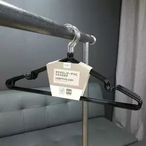 고품질 논슬립 PVC 코팅 옷걸이 10P 검정 조립식행거 행거 (W4BFB6C)