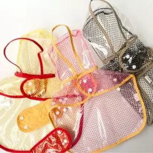 [반려] 강아지 투명 도트 후드 우비 옐로우 1P 레인코트 장마 반려견비옷