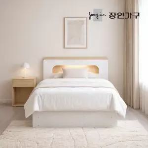 장인가구 엘리베어 리프트업 LED헤드 빅수납 침대 프레임 SS (높이 400)
