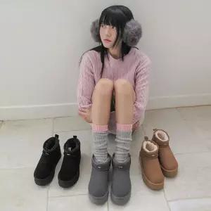 누스 바로배송 스모어 소가죽 플랫폼 미니 어그부츠 n6110 _3color