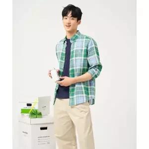 빈폴 BEANPOLE MEN 리넨 체크 셔츠 그린 (BC5364C25M) BC5364C25M 162187