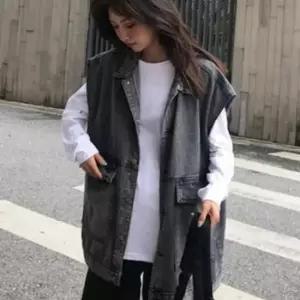 데님베스트 블랙진 집앞 패션 무심한 레이어드 루즈핏