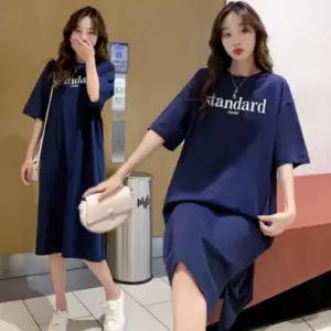 여자 롱티 스탠다드 원피스 캐주얼 일자핏 반팔 여름 여성반팔롱티 여성반팔티