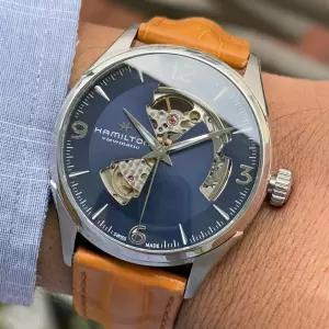 해밀턴 재즈마스터 오픈하트 오토 남성 가죽시계 H32705541