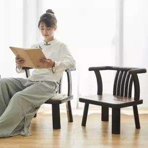 일본식 낮은 의자 체어 등받이 목재 원목 좌식 다도 거실 보조 우드 일식집