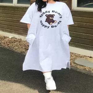 테디베어 코튼 프리 루즈핏 반팔 원피스