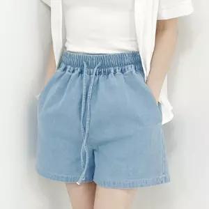 여자 밴딩 반바지 데님 숏팬츠 여름 편한 허리밴딩 와이드팬츠