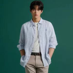 [백화점 정품] 빈폴 멘 [SS26]리넨 스트라이프 셔츠 - 블루 :BC6364C21P