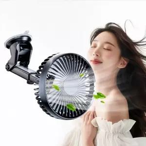 운전석 뒷좌석 유리부착 차량용선풍기 360도 USB 싱글 블랙 소형