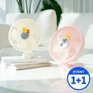 [1+1세트] 카카오프렌즈 빅팬 100단 미러 폴더 탁상용 선풍기 휴대용 저소음 무선 손선풍기