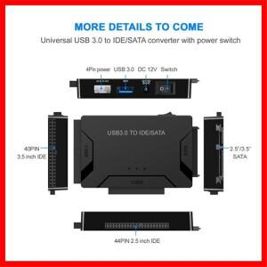 SATA/IDE to USB 3.0 어댑터 하드 드라이브 케이블 컨버터 2.5/3.5 인치 SATA 및 IDE HDD 지원 6TB PC 맥북